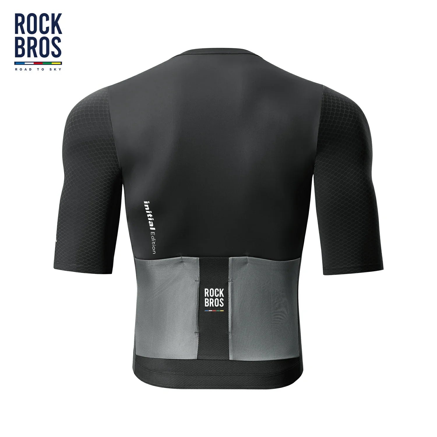 Moisture-wicking short sleeve cycling jersey with silicone gripper in black #Color_Black