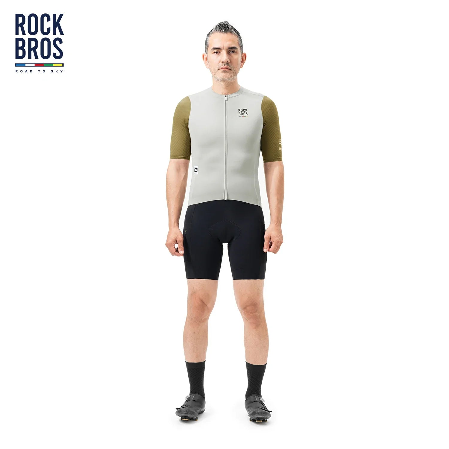 Breathable men's bike jersey for road cycling in gray #Color_Gray