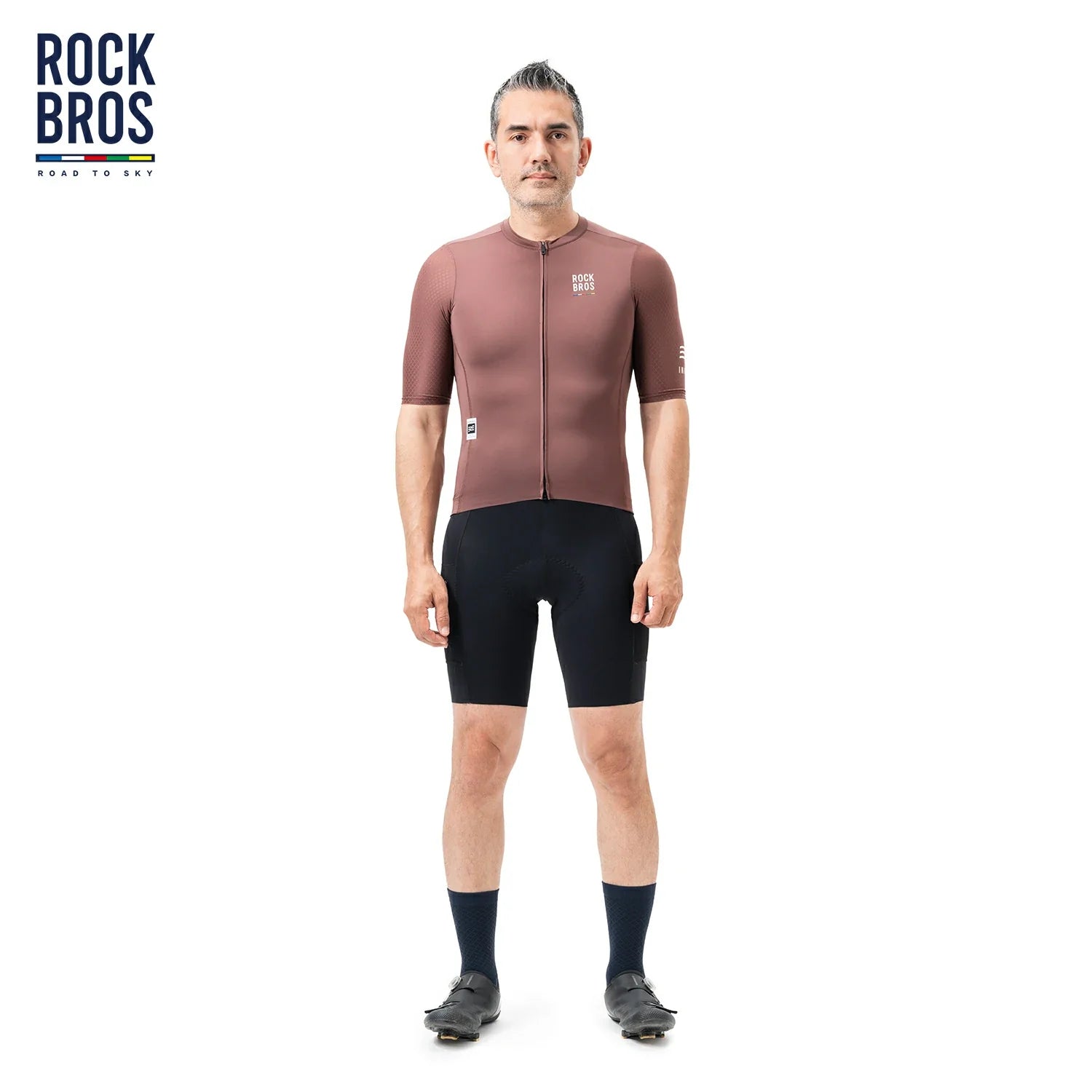 Breathable men's bike jersey for road cycling in mocha brown #Color_Mocha Brown