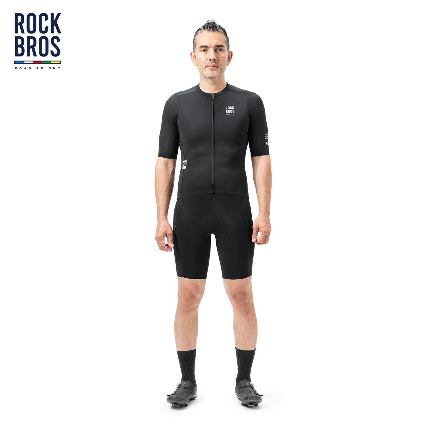 Performance cycling jersey for summer road rides in black #Color_Black
