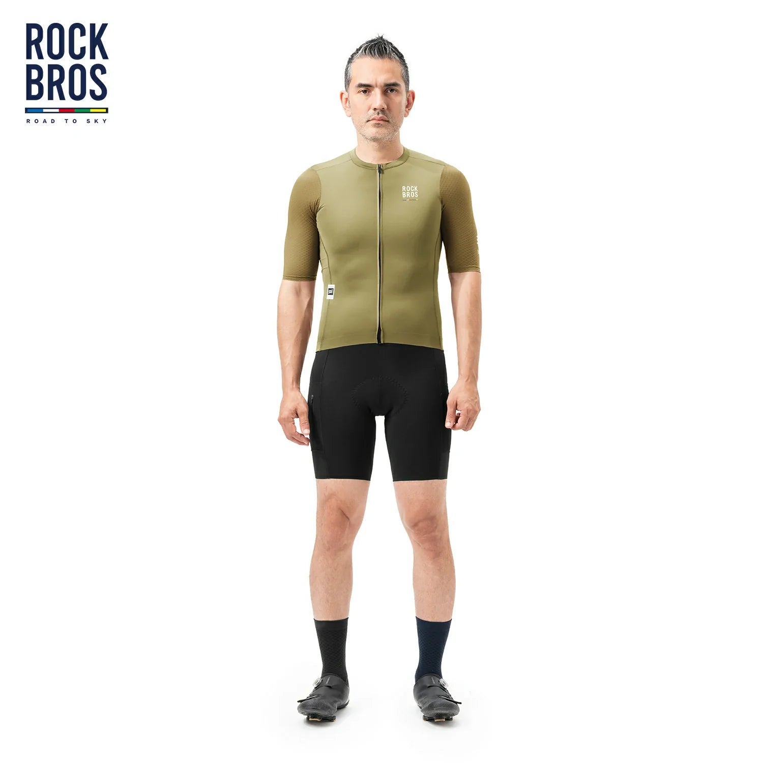 Breathable men's bike jersey for road cycling in green #Color_Green