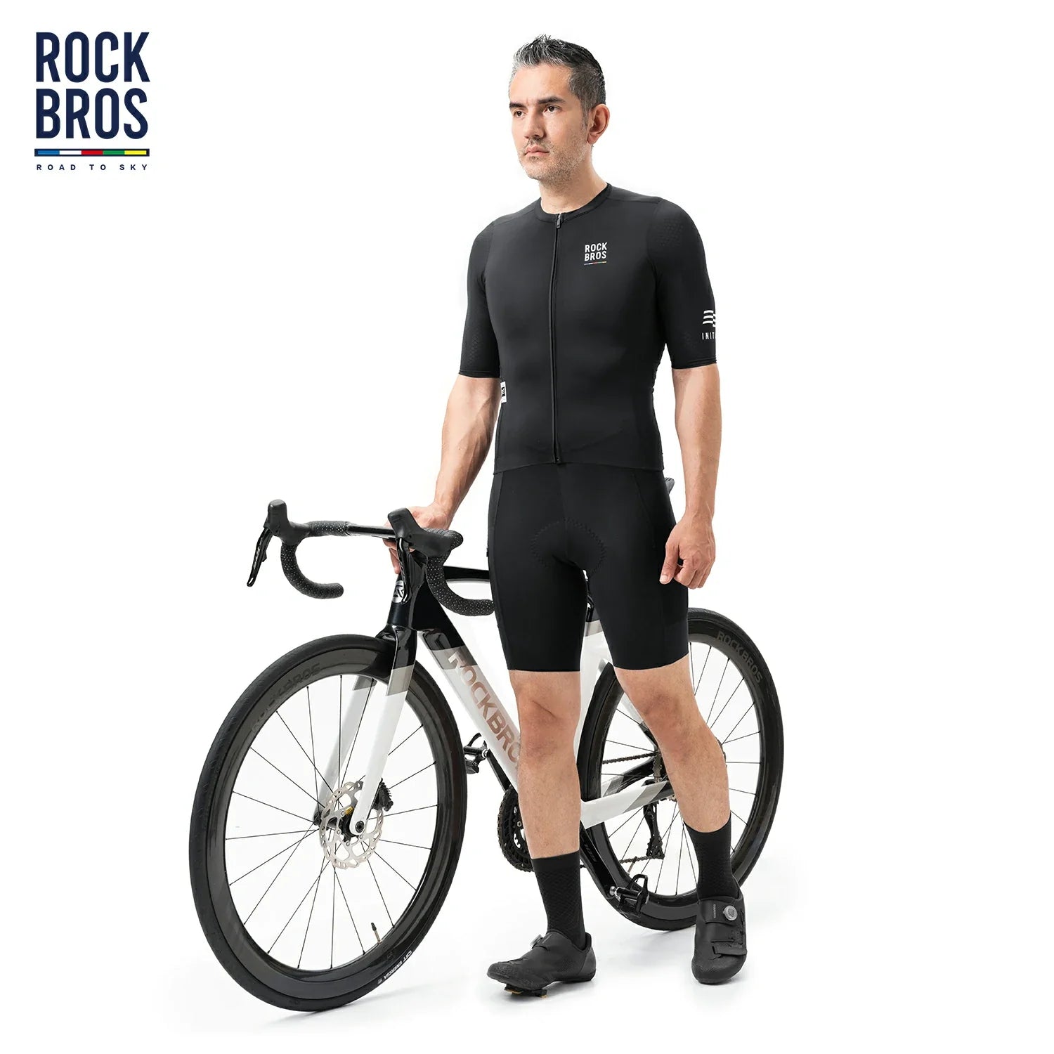 men's bike jersey for road cycling in black #Color_Black