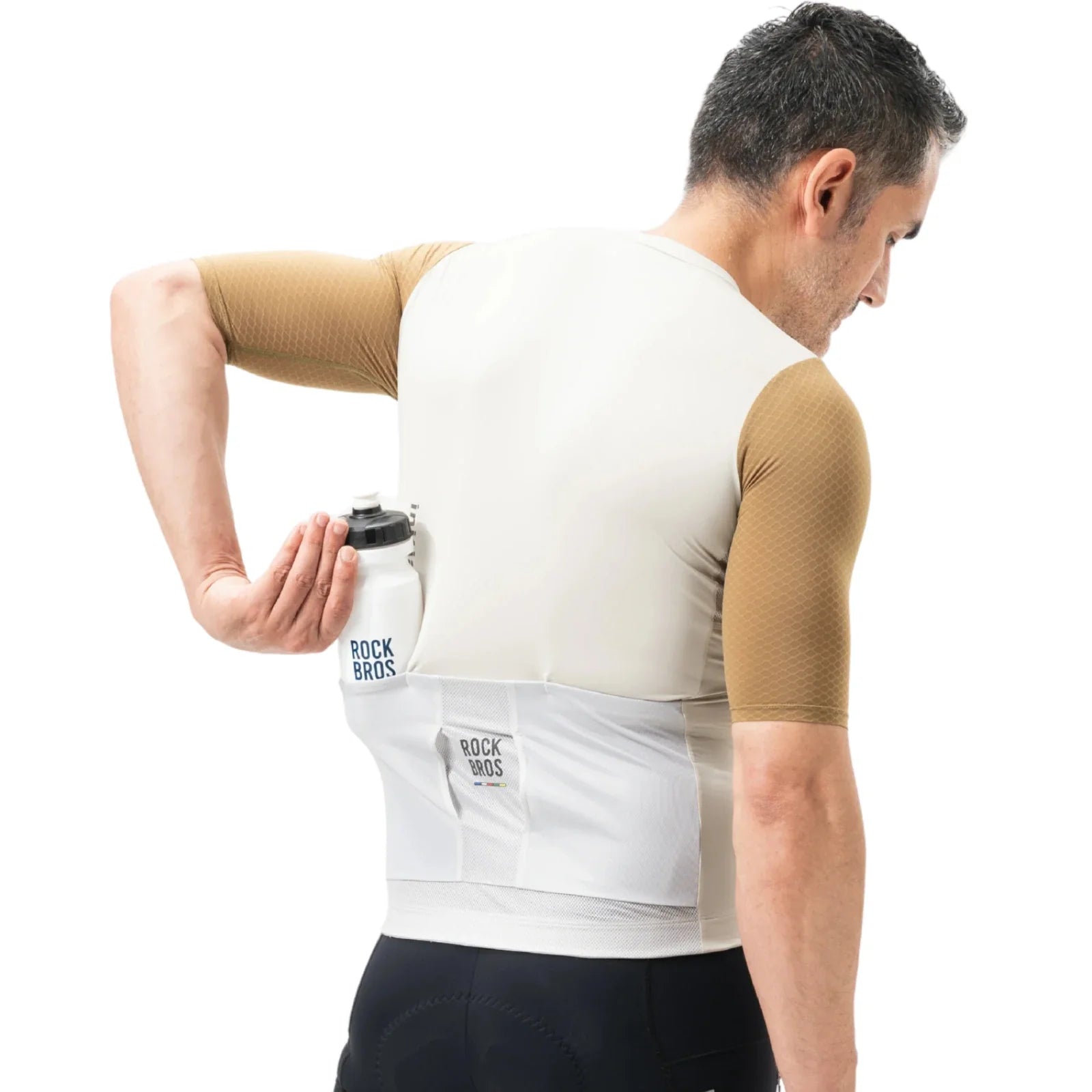Moisture-wicking short sleeve cycling jersey with silicone gripper in gray #Color_Gray