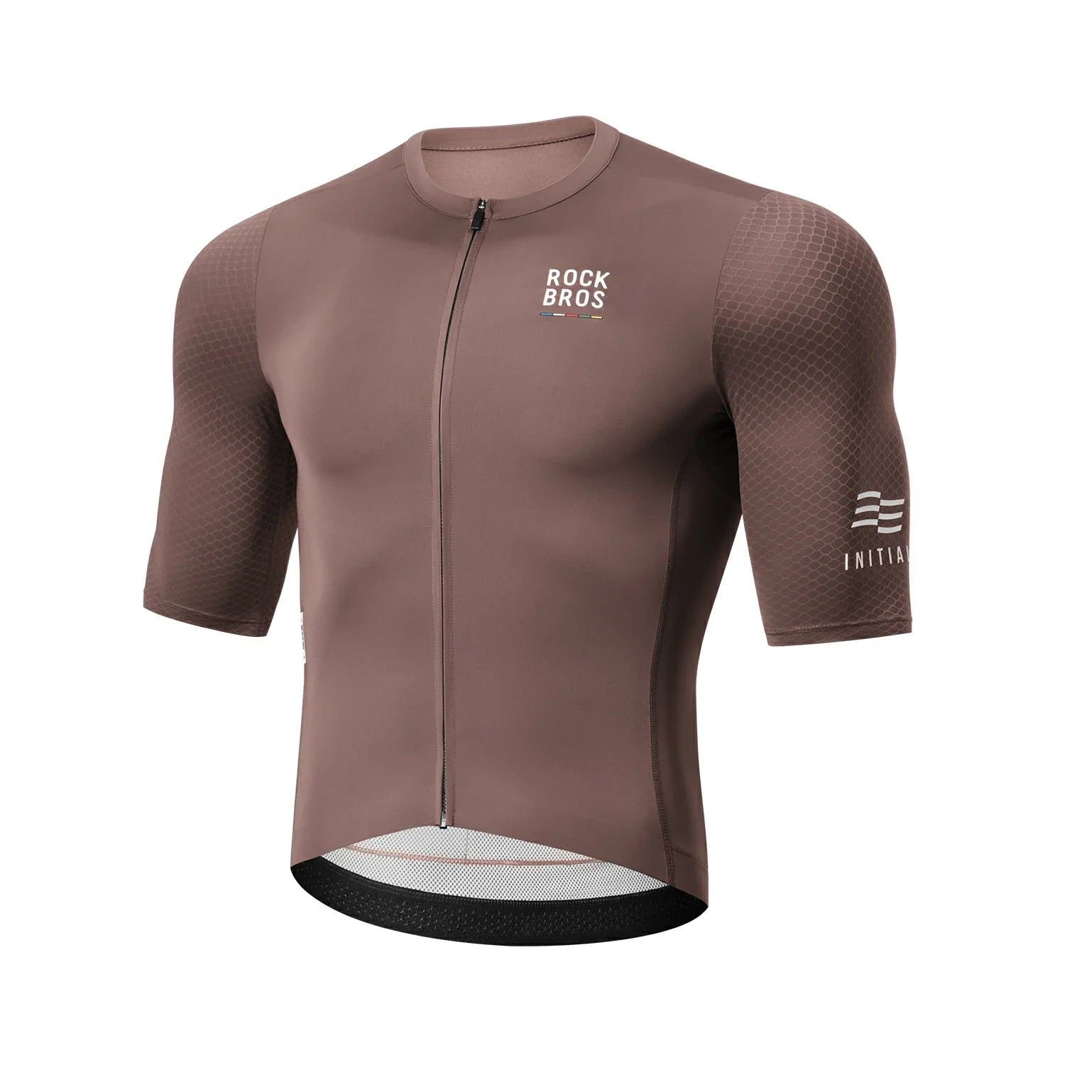 Men's short sleeve cycling jersey in mocha brown with breathable stretch fabric #Color_Mocha Brown