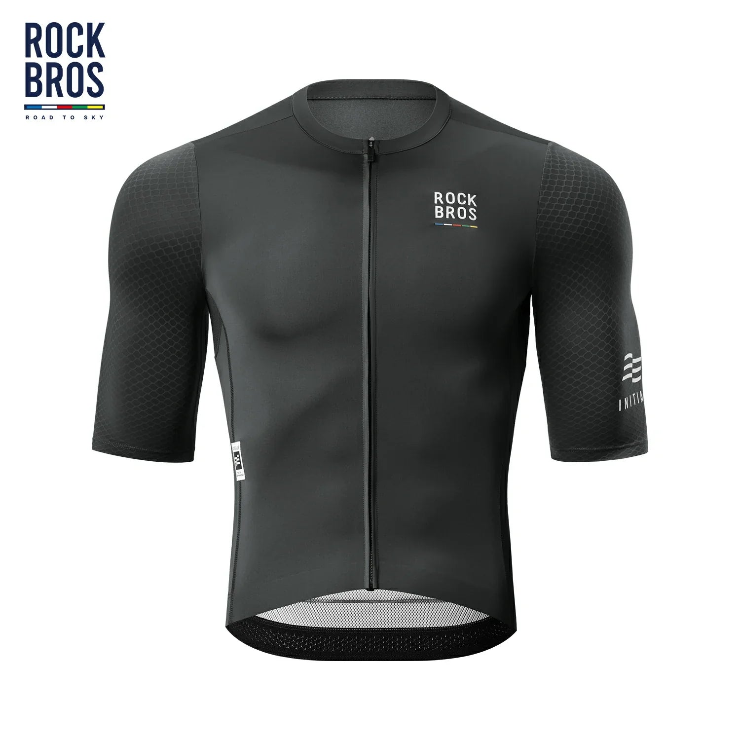 Breathable men's bike jersey for road cycling in black #Color_Black