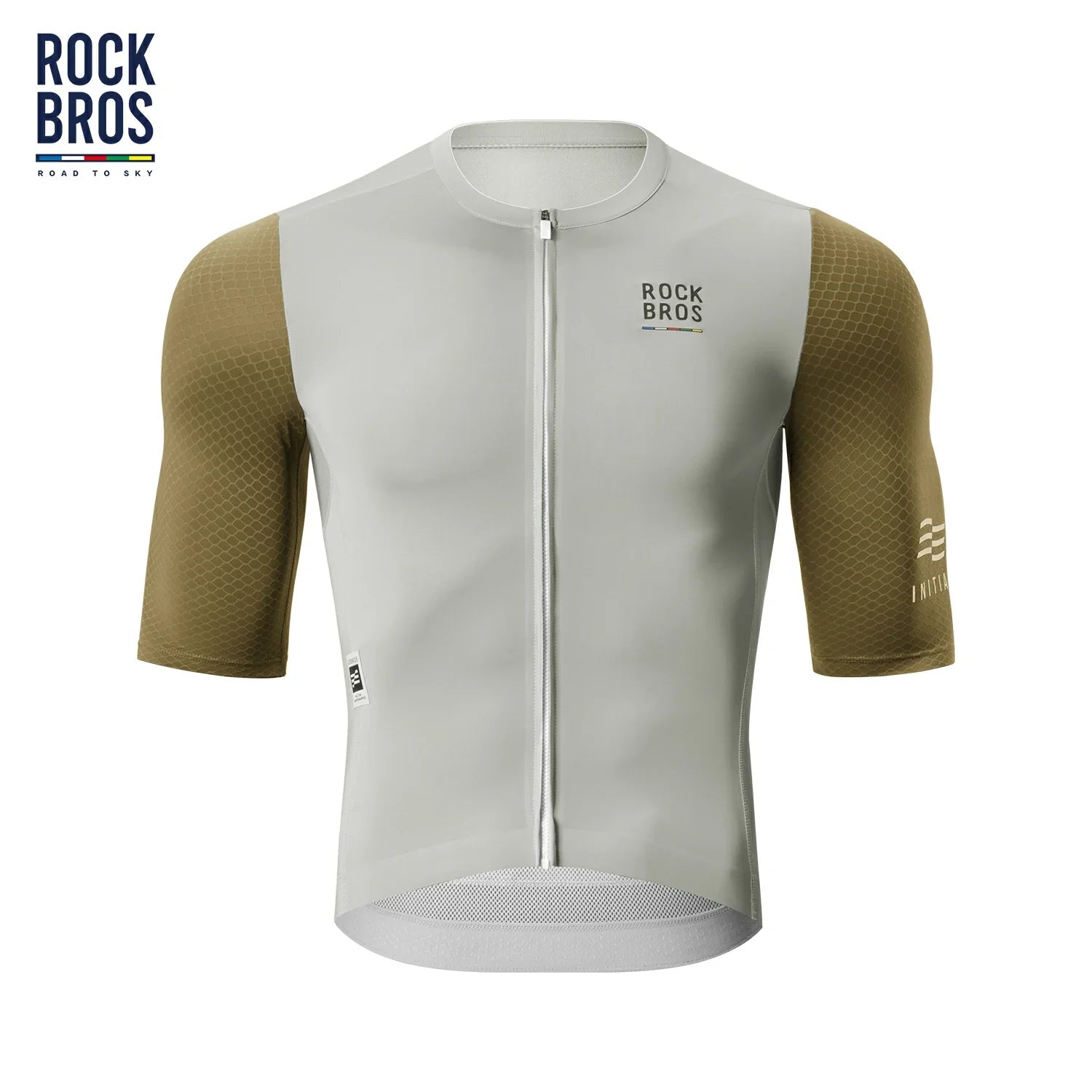 Men's short sleeve cycling jersey in gray with breathable stretch fabric #Color_Gray