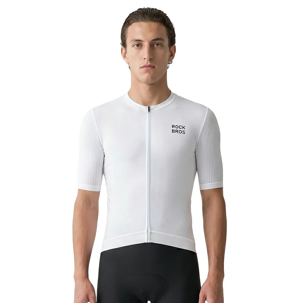 Breathable quick dry cycling jersey for road riding in white #Color_White