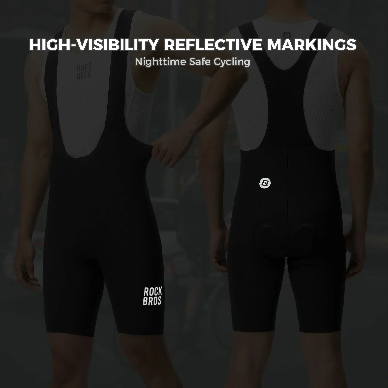 ROCKBROS mens cycling bib shorts featuring rockbros logo