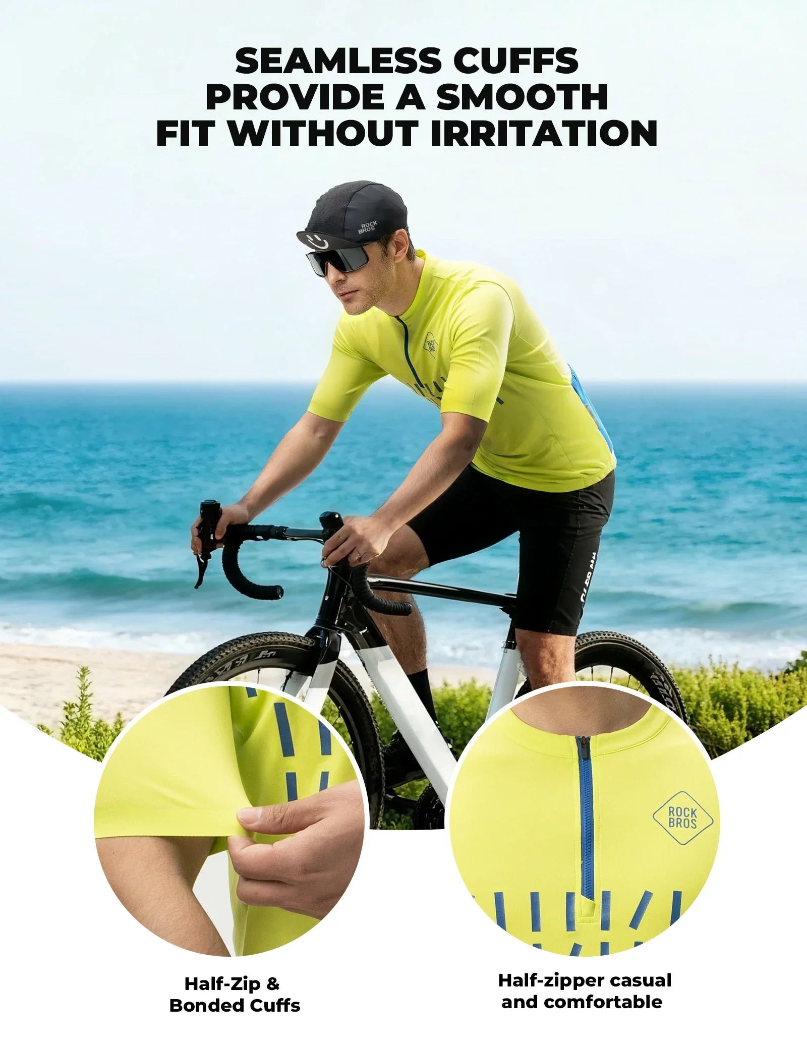 ROCKBROS mens short sleeve cycling jersey half zip