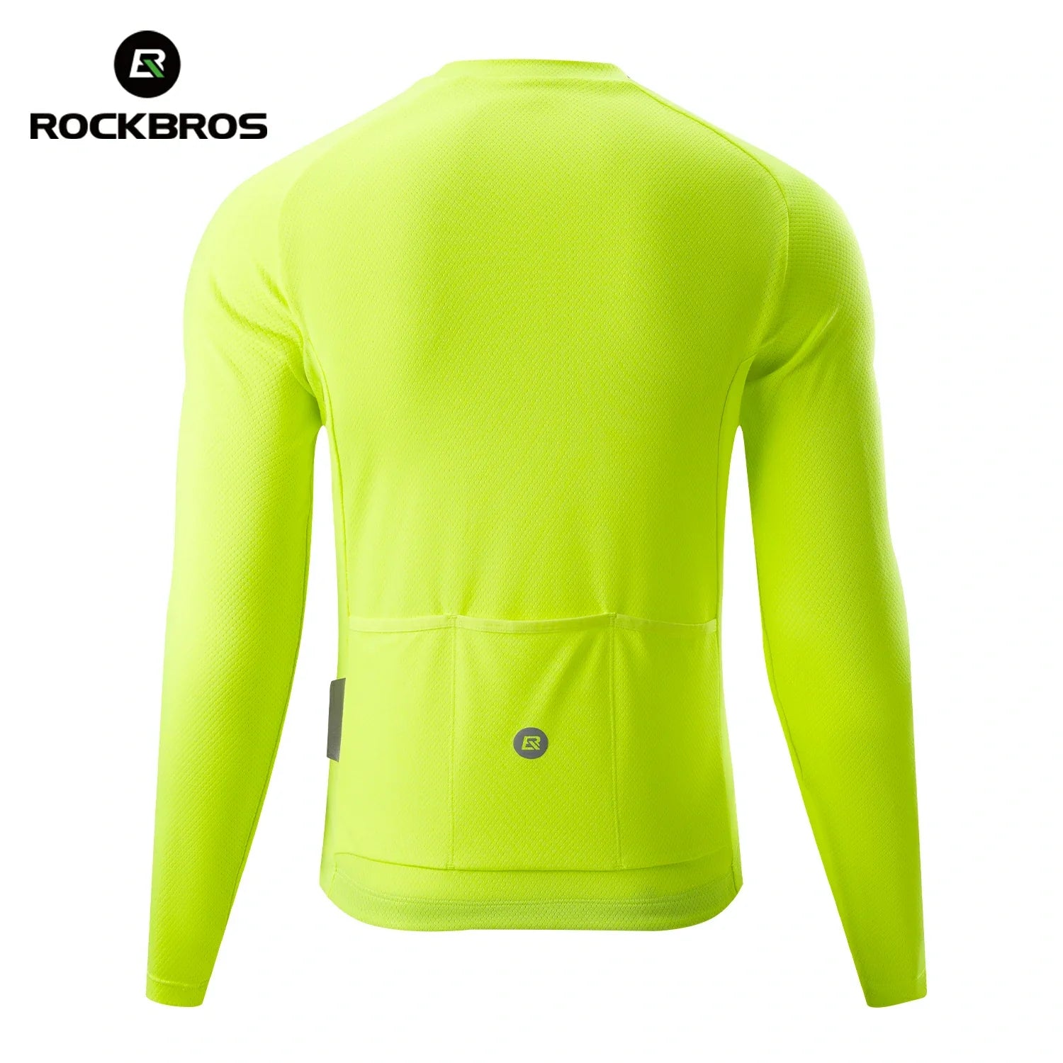 Yellow long-sleeve shirt with a pocket on the back, brand 'RockBros' visible. #Color_Yellow