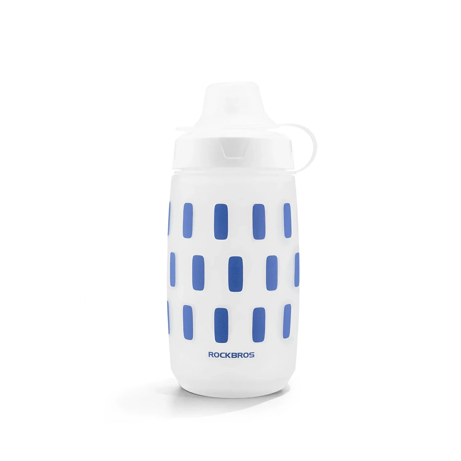 White water bottle with blue pattern on a white background #Color_Blue