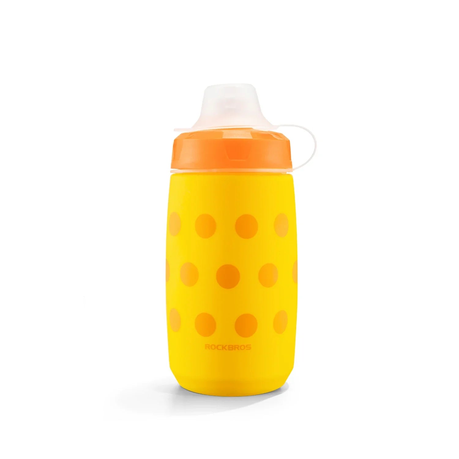 Yellow sippy cup with orange accents on a white background #Color_Orange