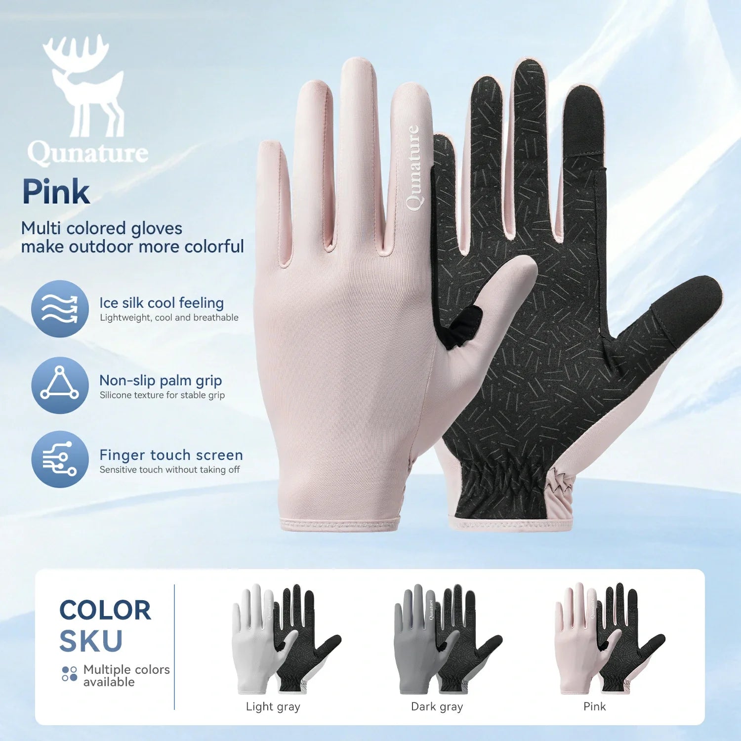 gloves with touchscreen fingertips #Color_Pink