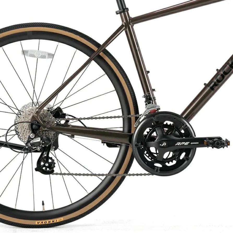 p2e-road-bike-brown-drivetrain #color_brown