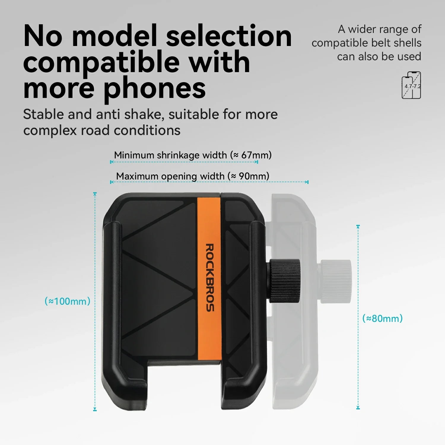 Bike Phone Holder Half Wrap Anti-Overload for 4.7-7.2''