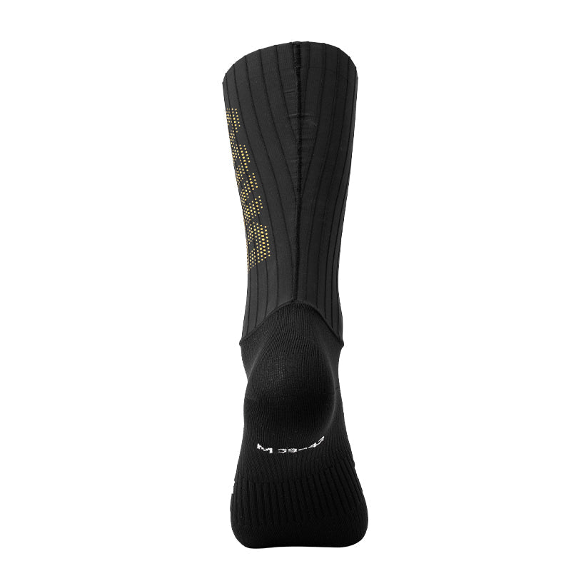 Black sock with brand logo on a white background #color_Black Stripes - Gold Label