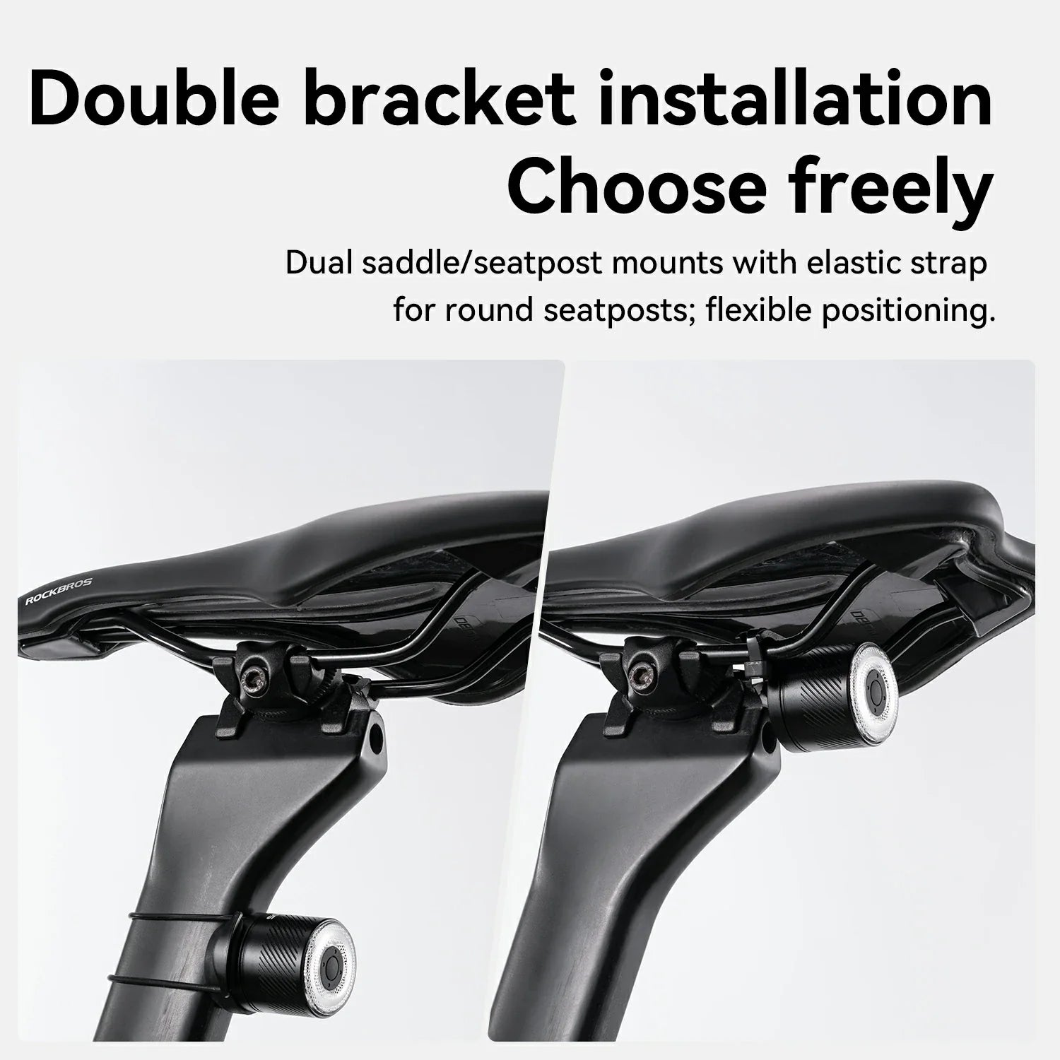 Bicycle saddle with double bracket installation on a white background