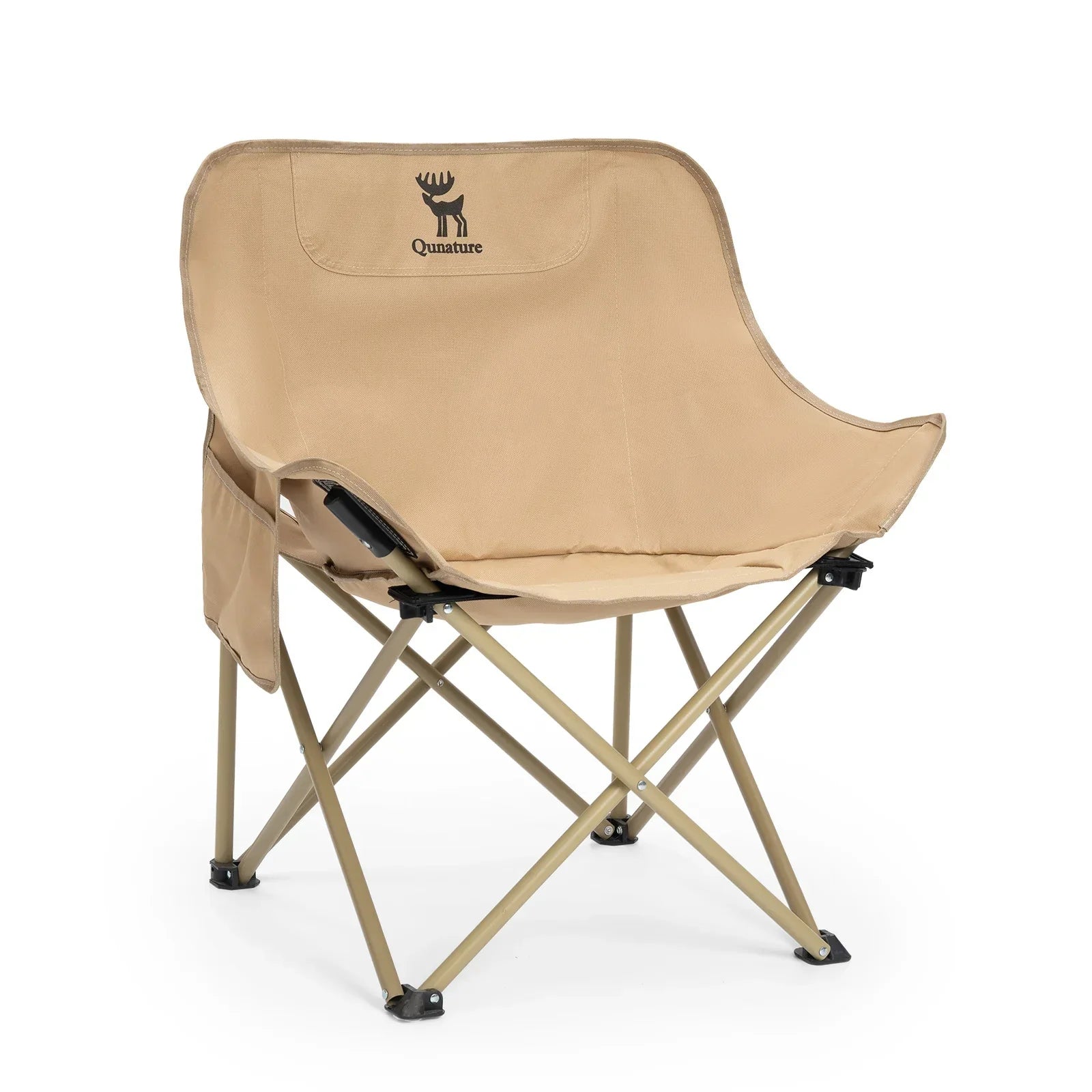 Beige camping chair with a brand logo on a white background #version_Adult color_khaki