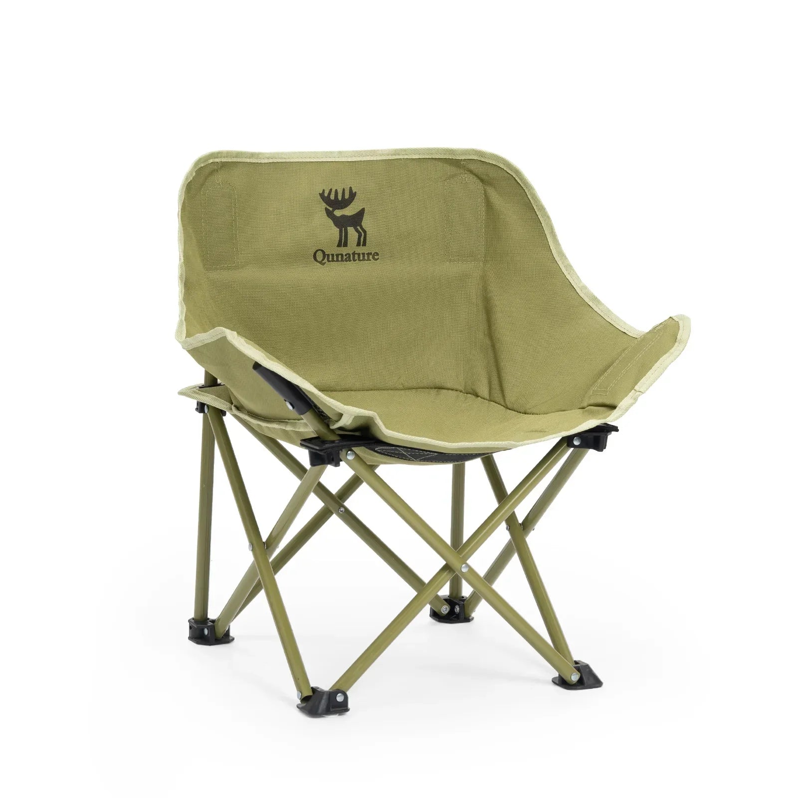 Green camping chair with a brand logo on a white background  #version_kids color_green