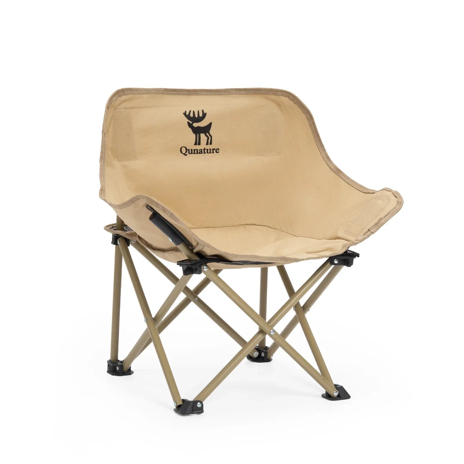 Beige camping chair with a logo on a white background #version_kids color_khaki