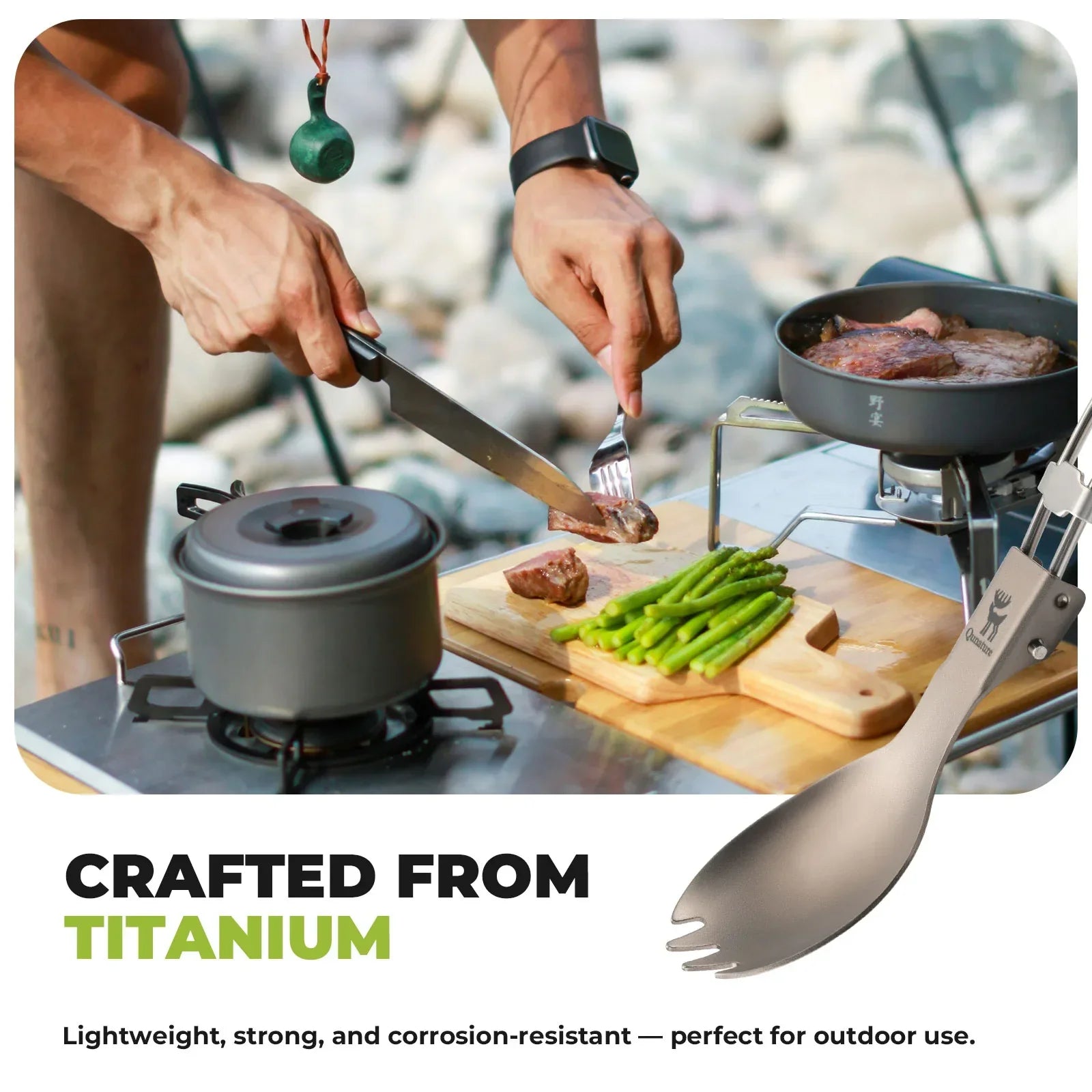 Qunature Lightweight Titanium 3-in-1 Tableware Set