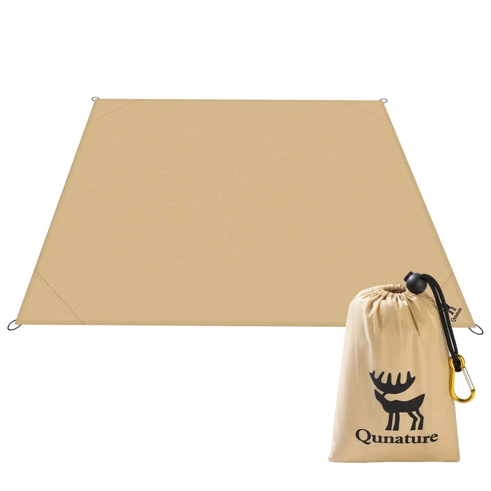Beige camping mat with carrying bag featuring Qunature logo on a white background#color_Khaki