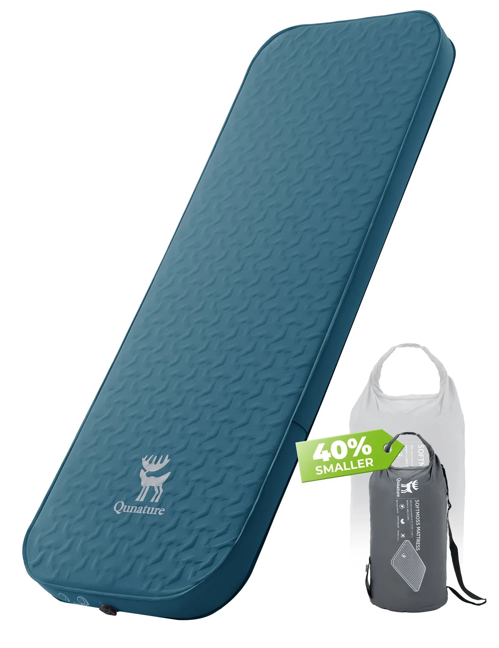 Blue camping mattress with a carrying bag on a white background #Color_Blue Size_Single