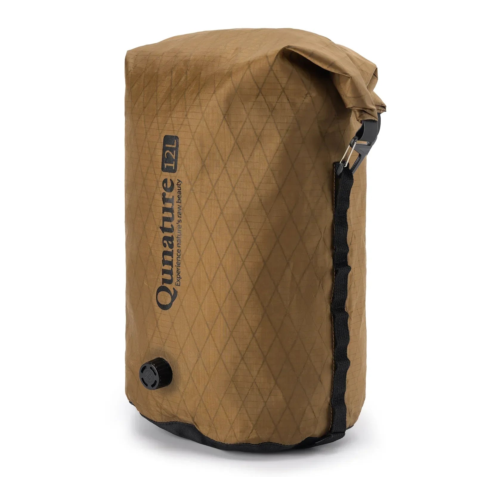 Brown inflatable bag with a diamond pattern on a white background