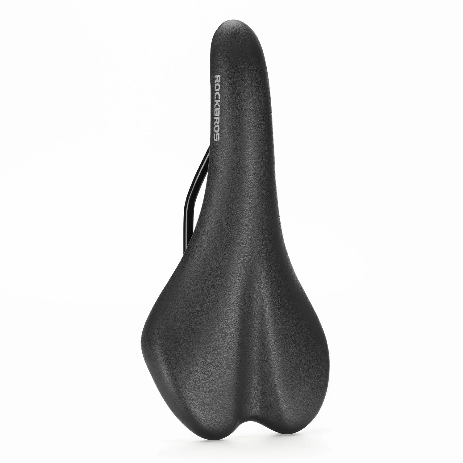 Black bicycle saddle with 'RockBros' branding on a white background #Color_Black