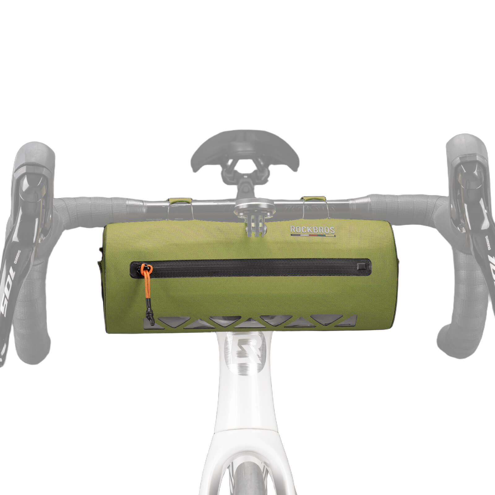 Road-to-Sky bike handlebar bag AS-144 with 2L capacity, 100% waterproof design for secure and convenient storage during all-weather cycling.#Color_green