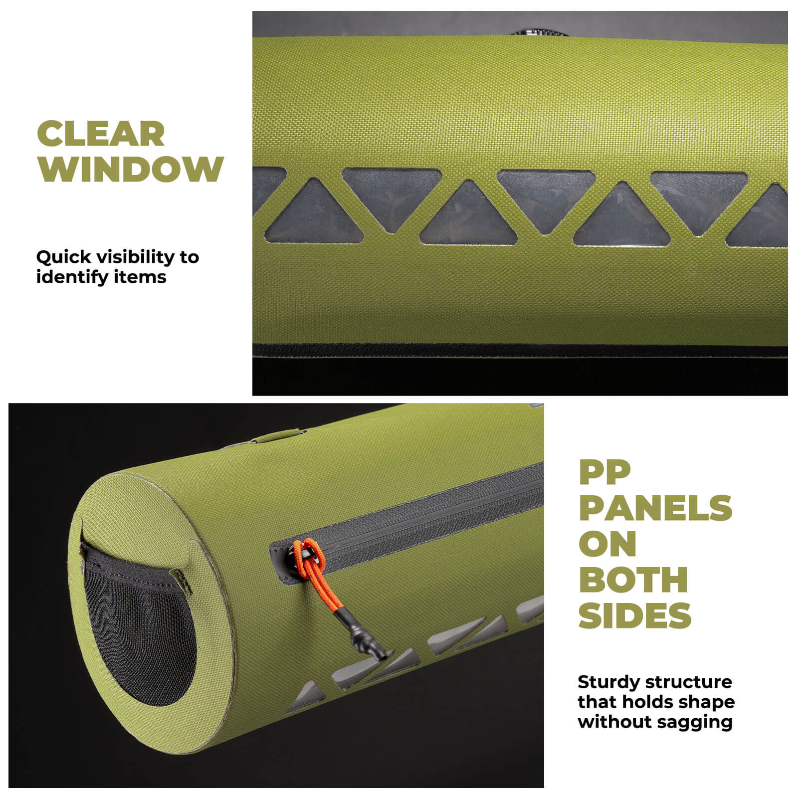 Road-to-Sky bike handlebar bag AS-144 with 2L capacity, 100% waterproof design for secure and convenient storage during all-weather cycling.#Color_green