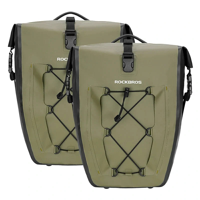 dark green waterproof bike panniers#color_dark green 