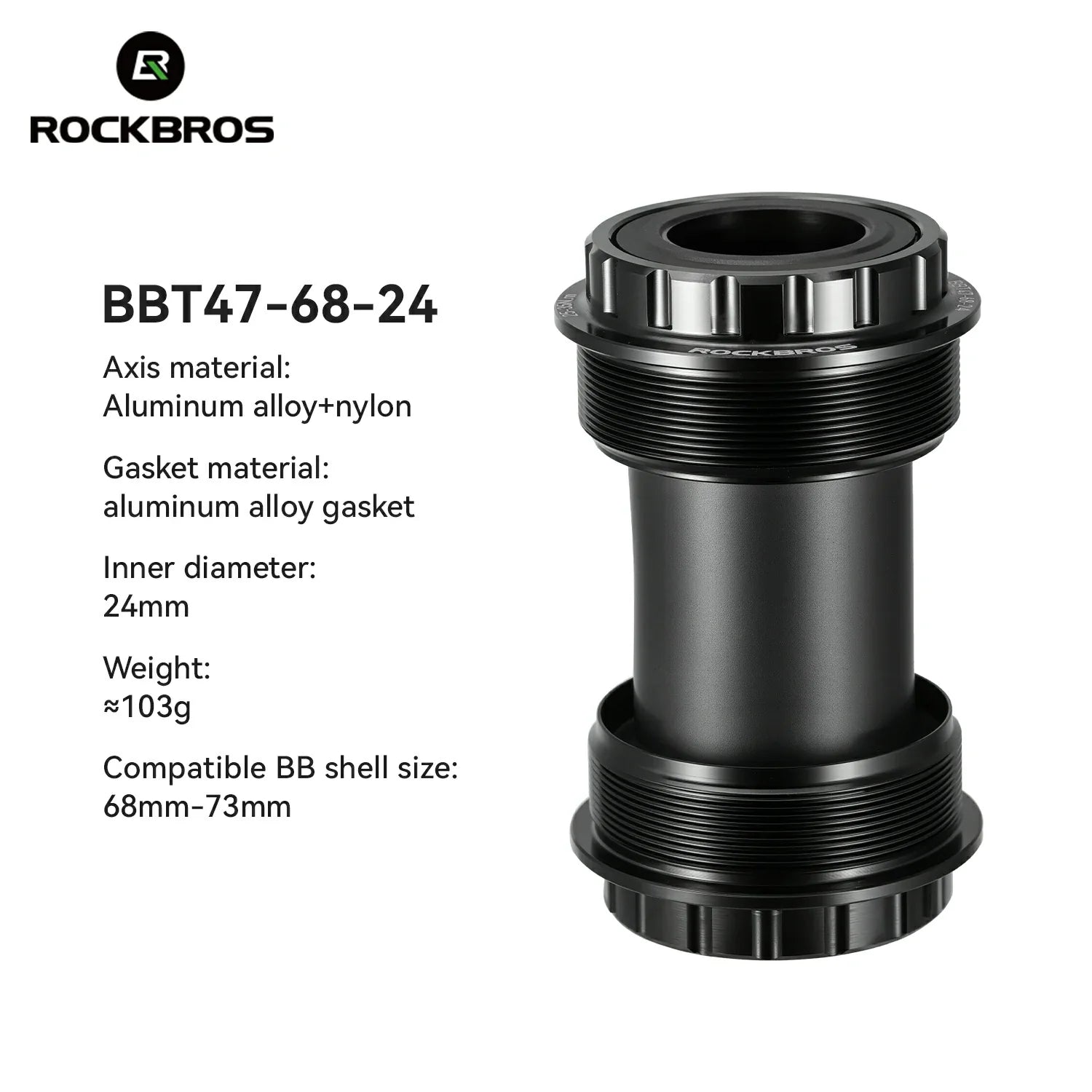 Bicycle bottom bracket with technical specifications on a white background #Size_BBT47-68-24