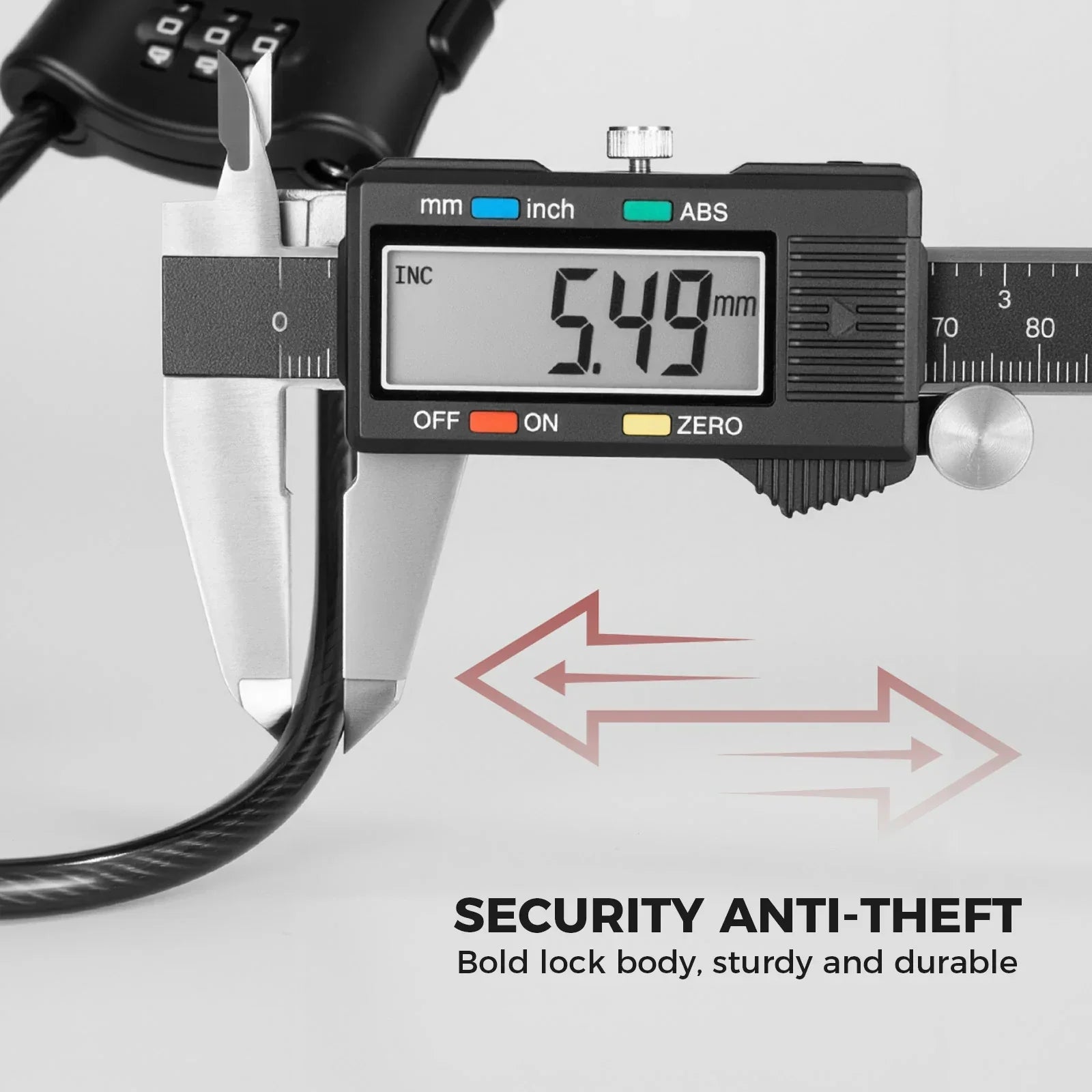 rockbros 5.5 mm-thick braided-steel cable bike lock