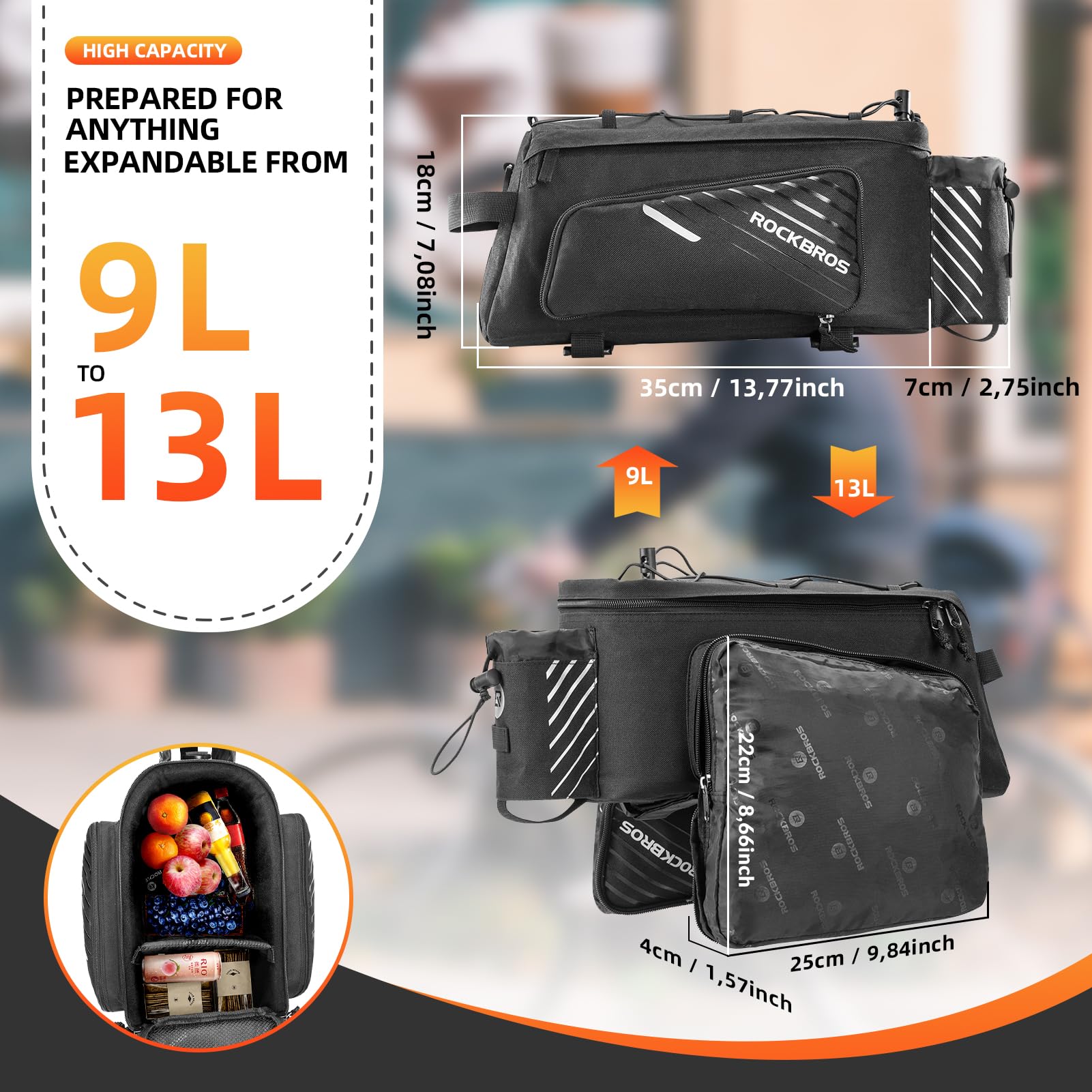 bike rack storage bag 13l