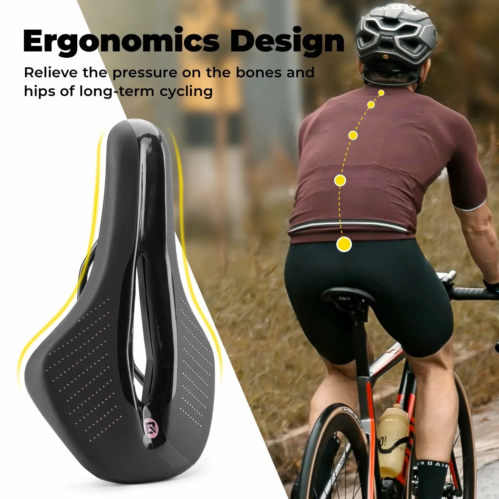 Bike Seat Breathable Ergonomic Shock Absorbing Hollow Design PU Leather