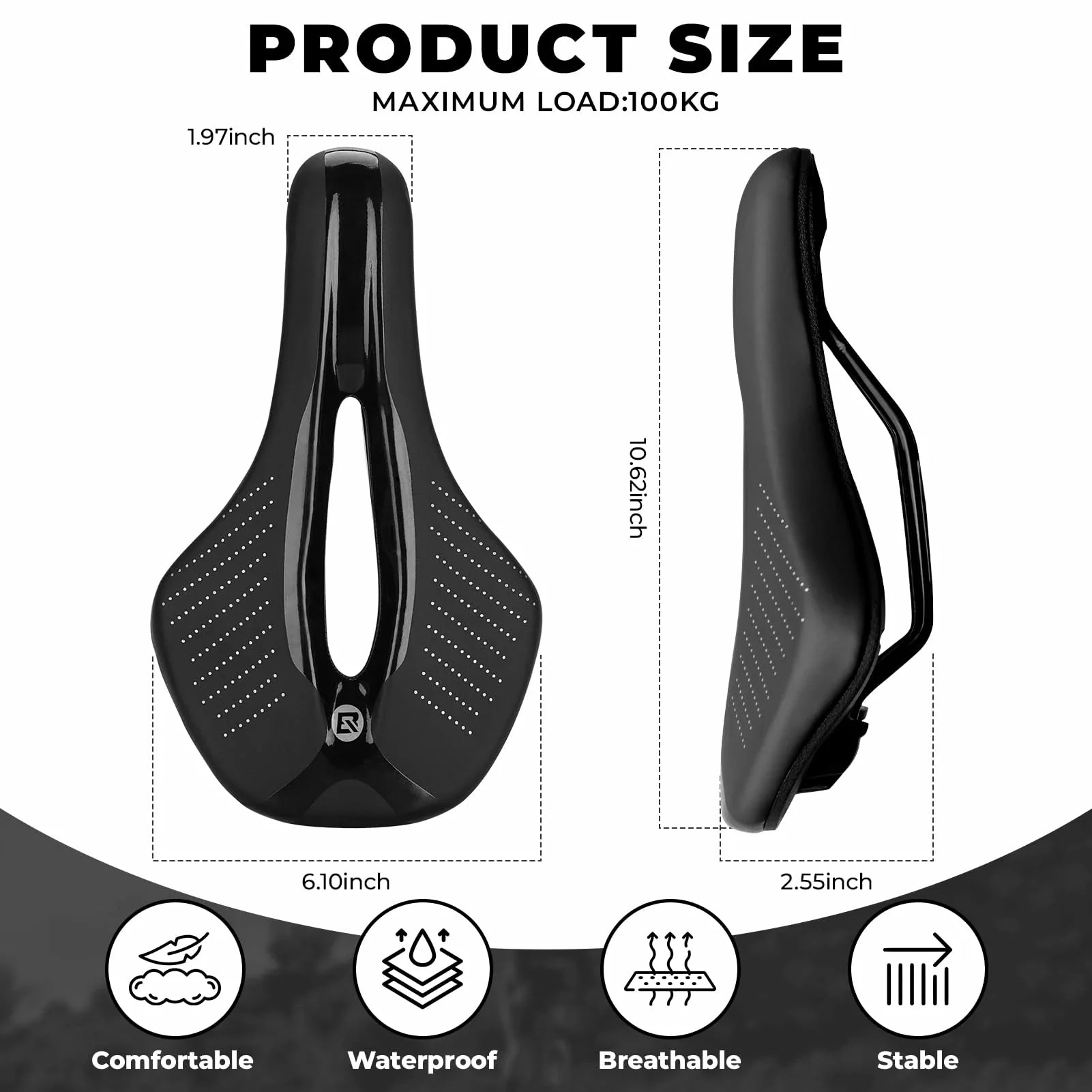 Bike Seat Breathable Ergonomic Shock Absorbing Hollow Design PU Leather