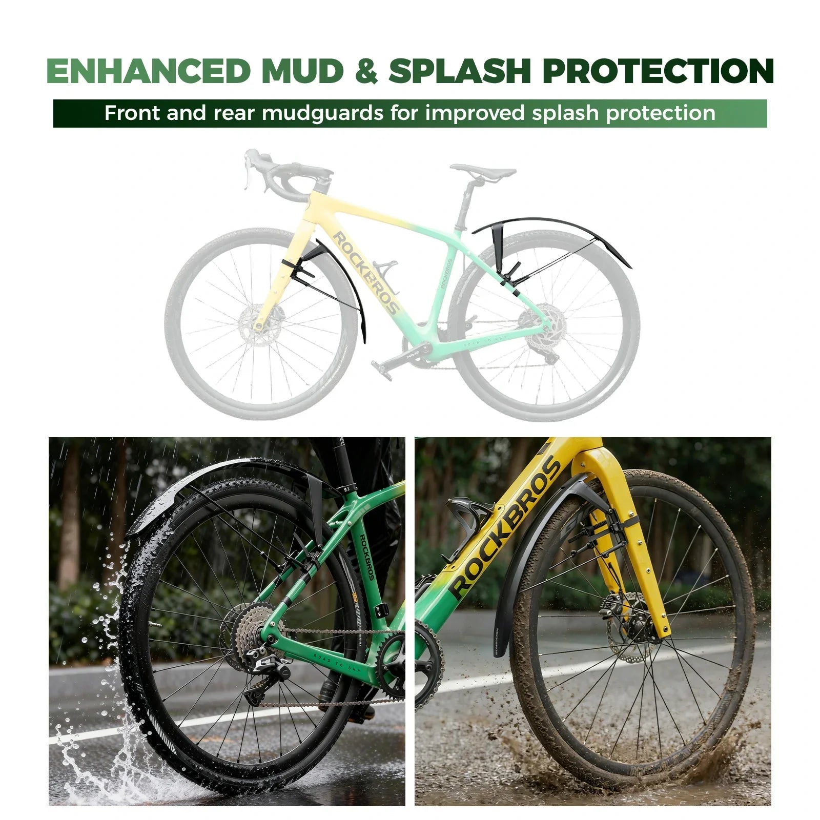 ROCKBROS front bike mudguard for road, gravel and MTB bikes