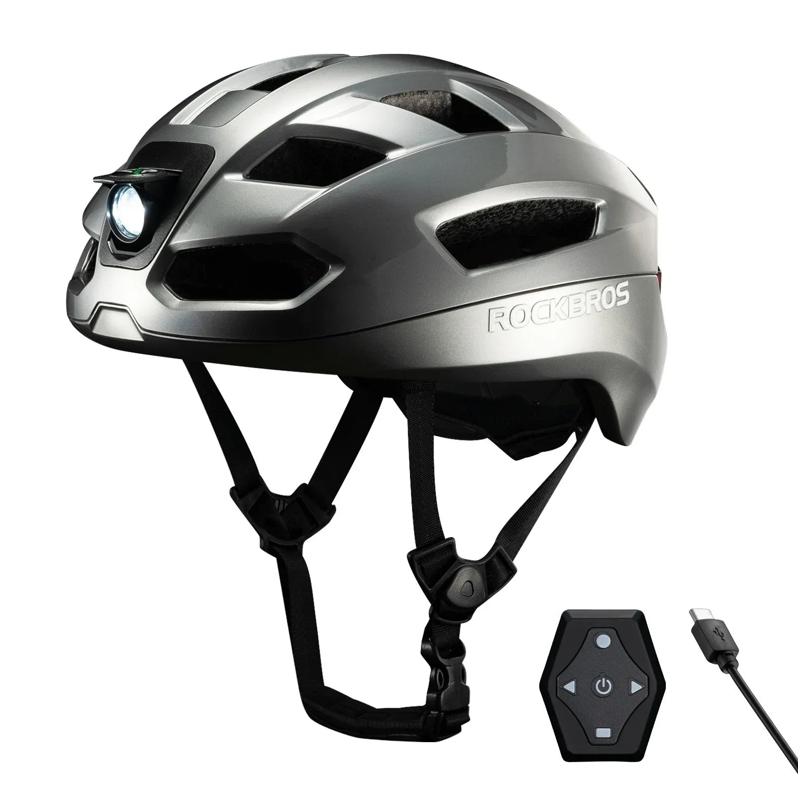 rockbros glowguard bike helmet#color_titanium