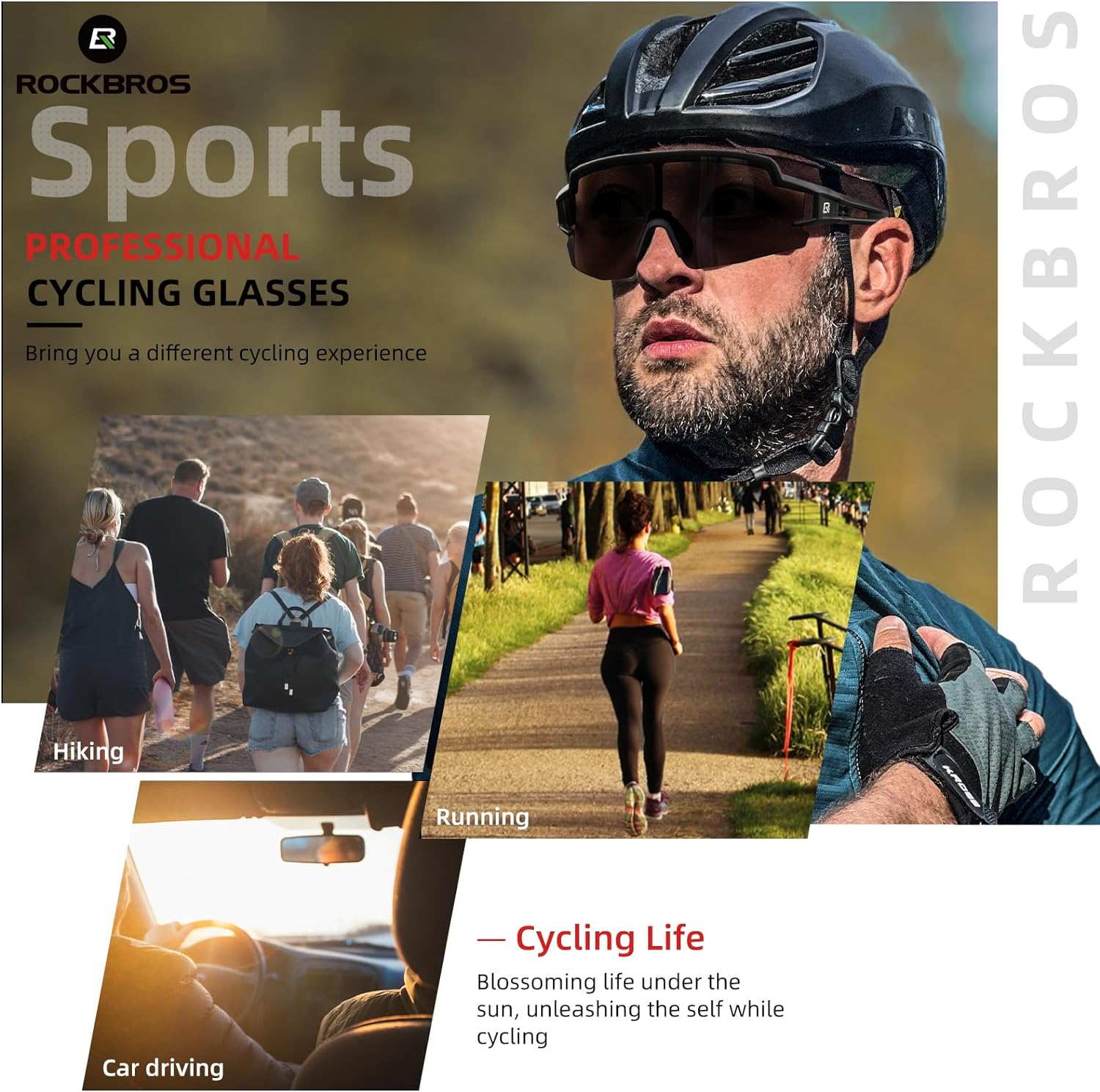 rockbros uv400 sunglasses with photochromic lens#color_black