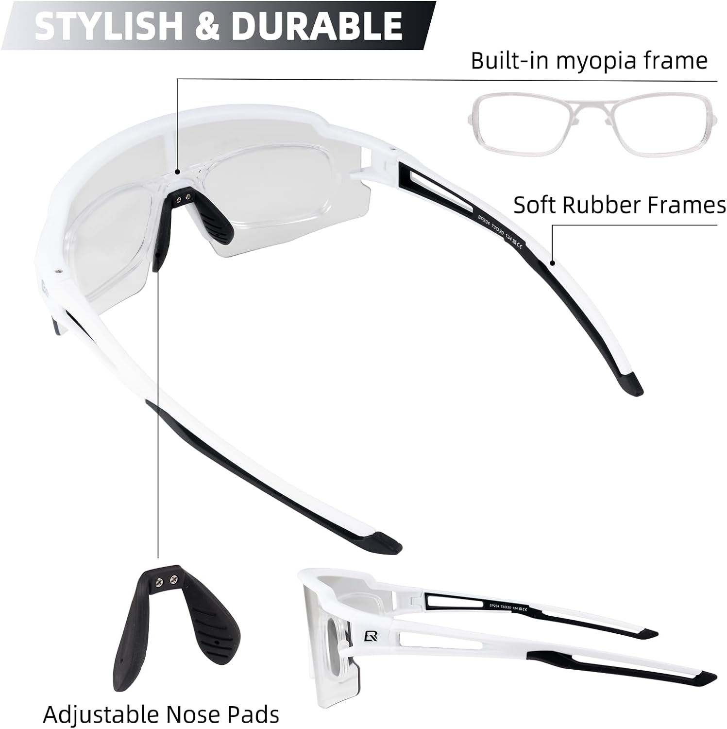 rockbros uv protection photochromic sunglasses for outdoor sports #color_black-white