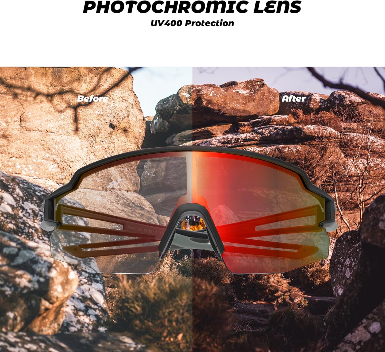 rockbros half frame photochromic sunglasses for sports enthusiasts#color_grey
