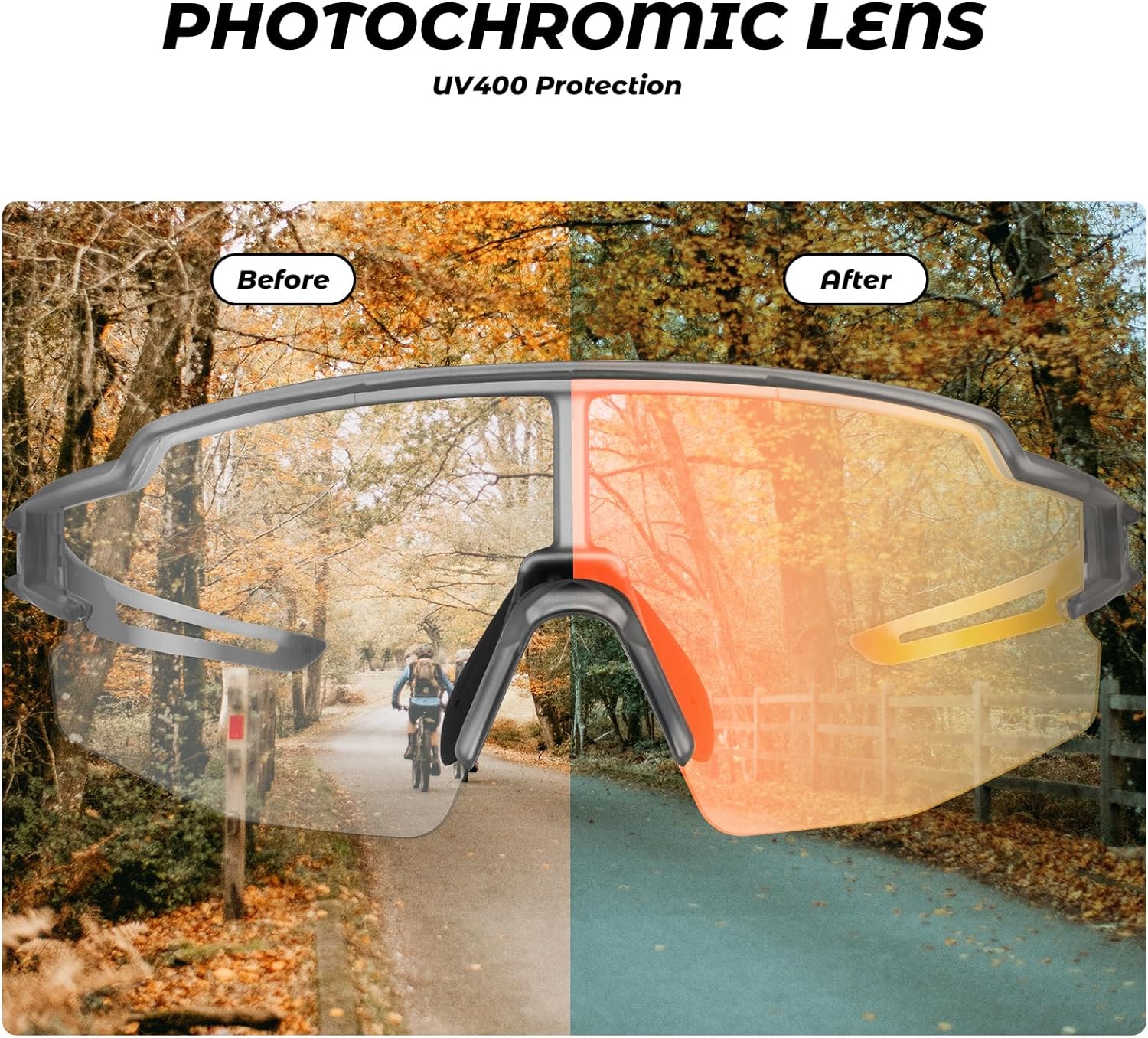 rockbros lightweight photochromic sunglasses for outdoor adventures#color_transparent