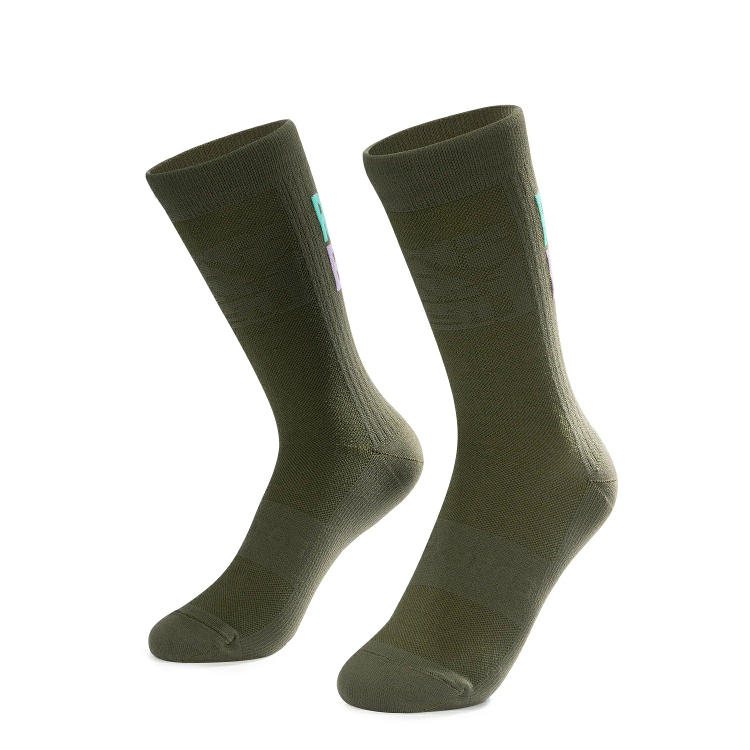 Pair of green socks on a white background #color_green