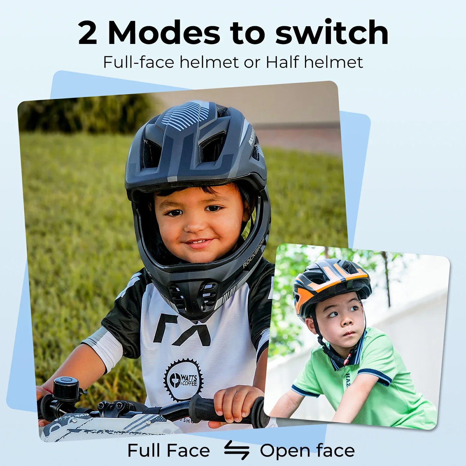 ROCKBROS Kids Full Face Helmet Detachable for Youth Child Boys Girls Ages 3-16