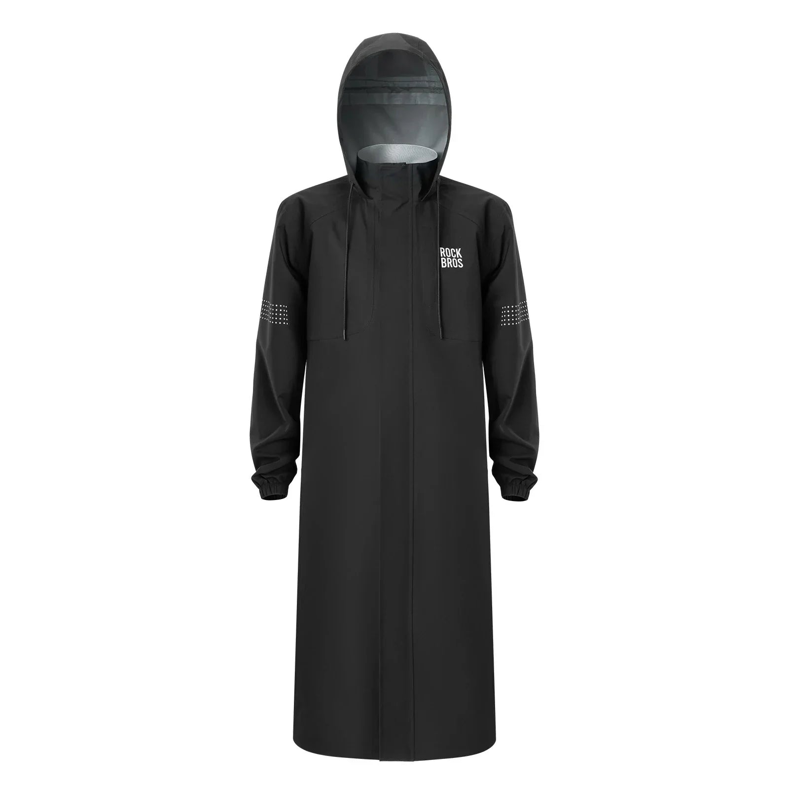 rockbros hooded long rain poncho #Color_Black