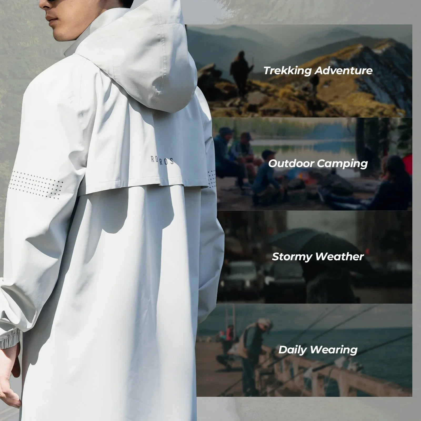 rockbros hooded long rain poncho