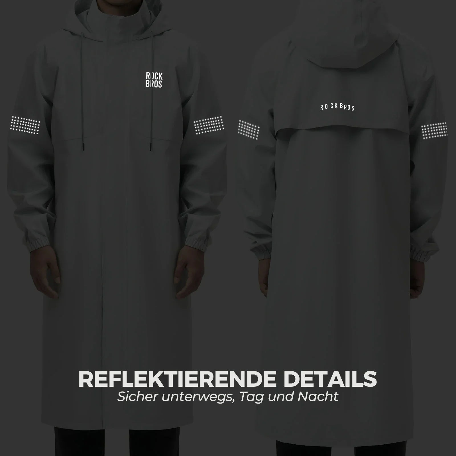 rockbros hooded long rain poncho