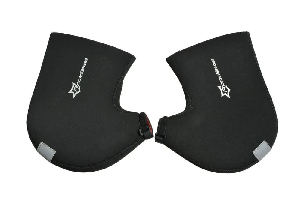 ROCKBROS warm water-resistant road bike handlebar mittens with 6 mm SBR insulation and reflective accents