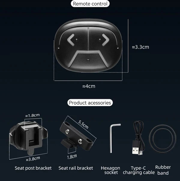 ROCKBROS smart bike tail light with wireless turn signals, brake sensor, remote control, and rechargeable battery
